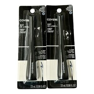 Covergirl Get In Line Liquid Eyeliner Feather‎ Fine Tip 330 Black Crystal Set 2